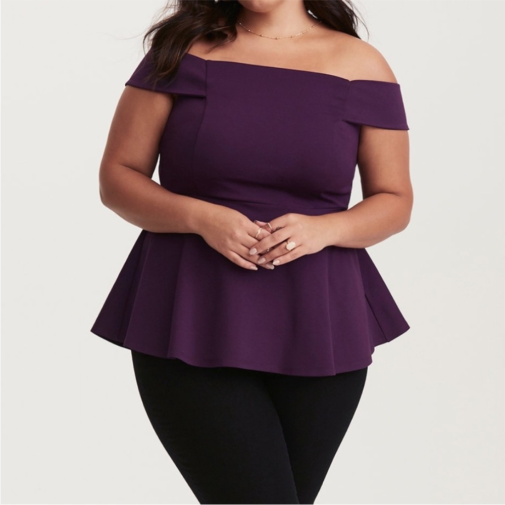 NWT Torrid peplum grape purple off shoulder top